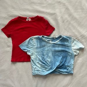 Red and blue t-shirts